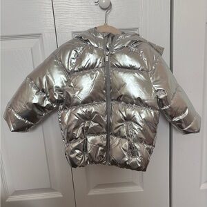 Old Navy Shiny Silver Kids Puffer Jacket